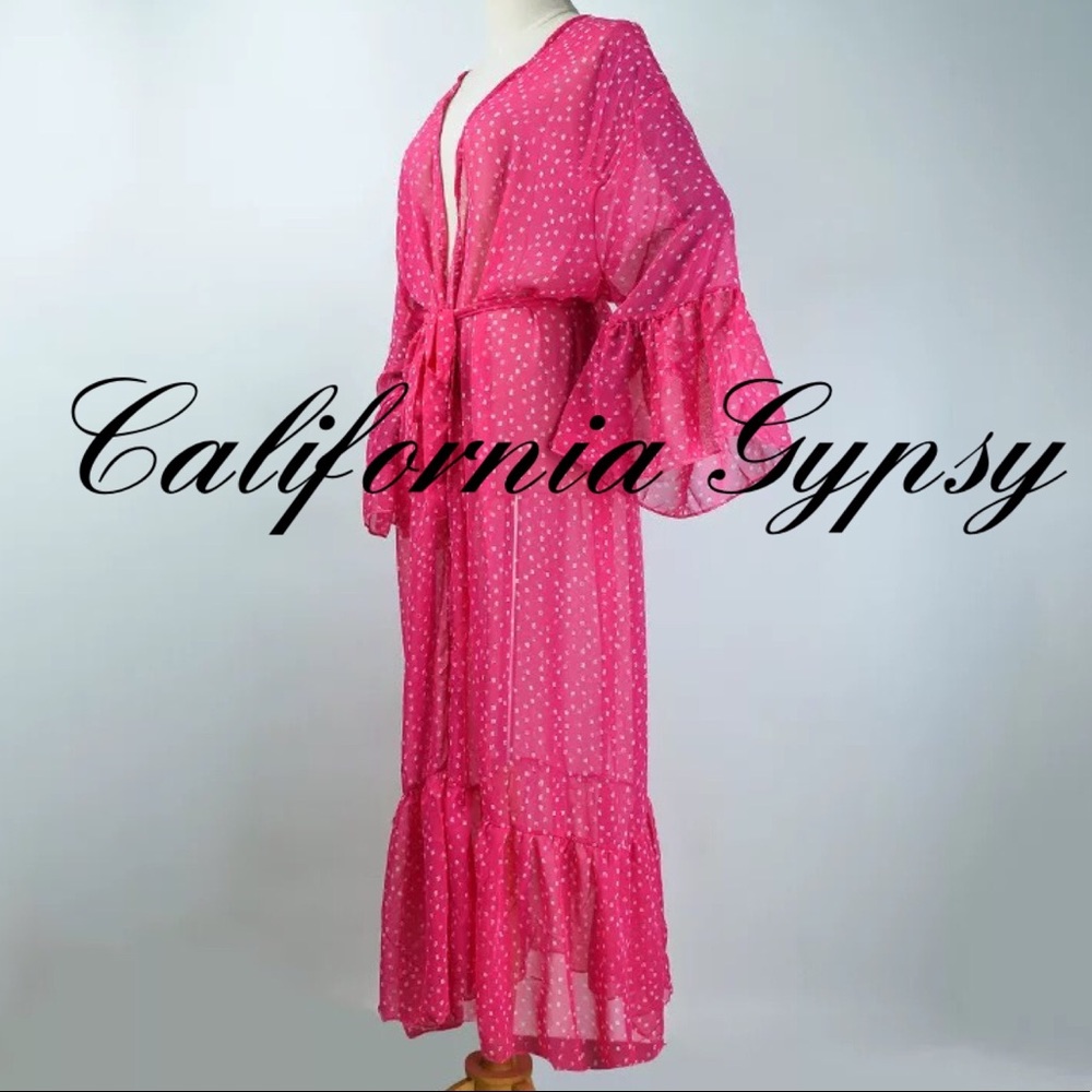 Chiffon Ruffle Coverup Duster Kimonos - Picture 6 of 13